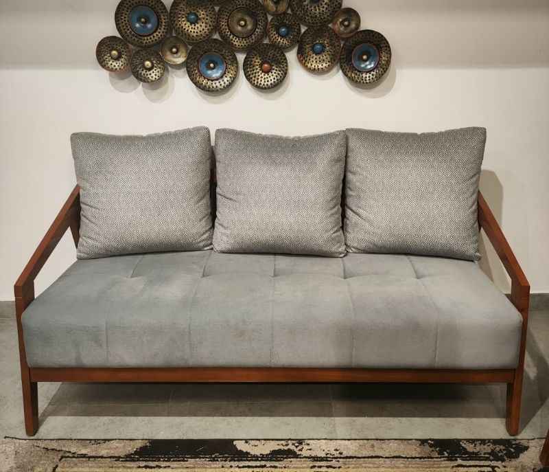 Image 4 for Ghana Teak 3+2 Seater Sofa Suede Fabric