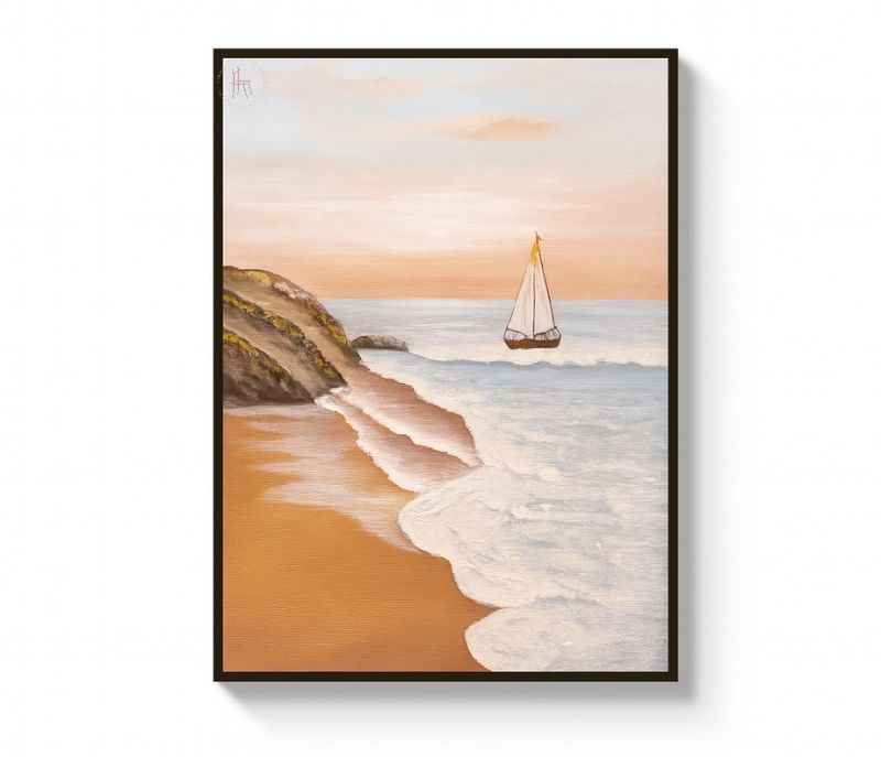 Image 2 for 50X 70 CM Hardbord Frame Sunrise pure hand-painted art oil painting cream style living room porch decoration painting large floor sofa background wall hanging painting