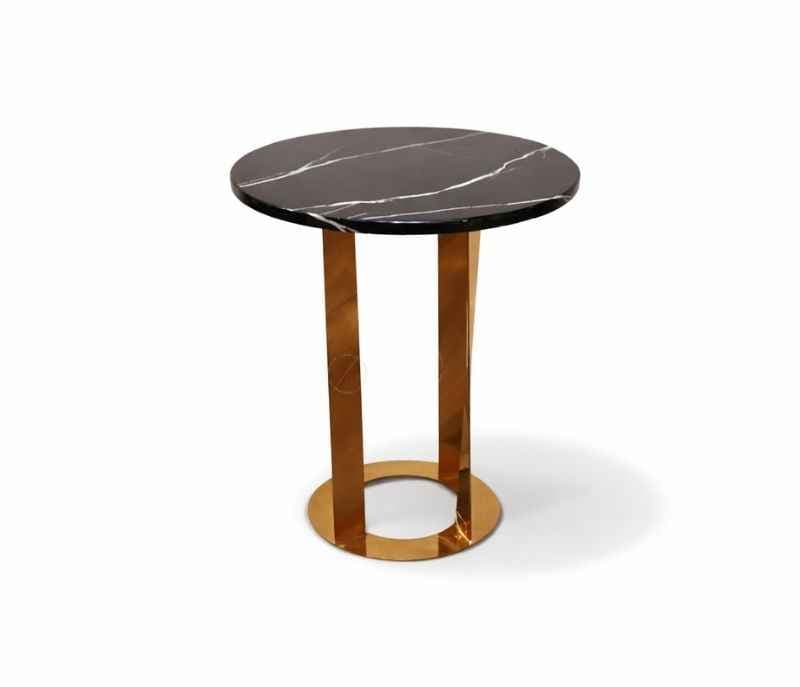 Image 4 for E-230 Corner Table With Marble Top And Metal Base (HYD OTD)