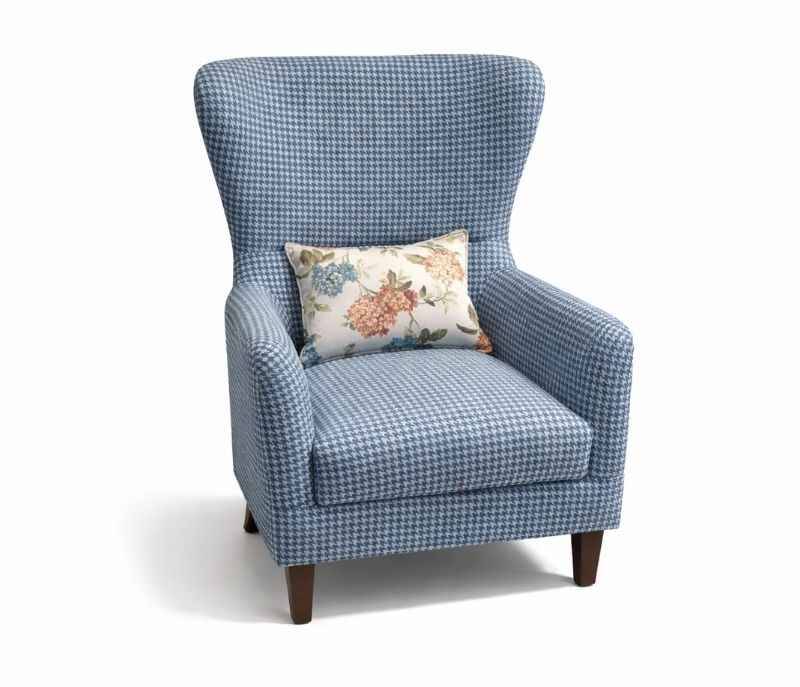 Image 3 for Wing Chair+Ottoman Velvet Fabric