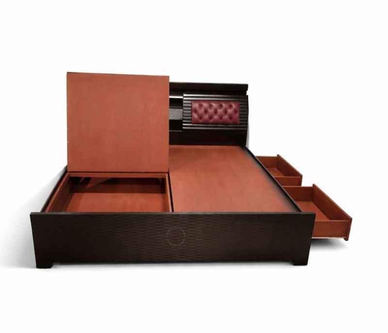 Image 8 for Bahubali King Sized Bed with Bed Box and Drawer Storage (Block Board, Brown)(BS-BTM)(WF)(BS- BSK)
