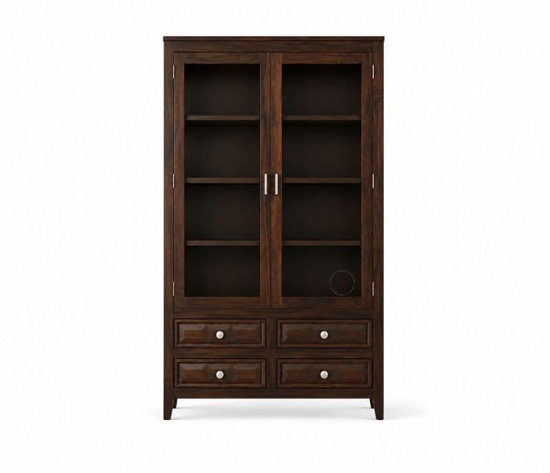 Image 3 for Venice Glass Crockery Cabinet / Bookshelf Sheesham Wood (WI)