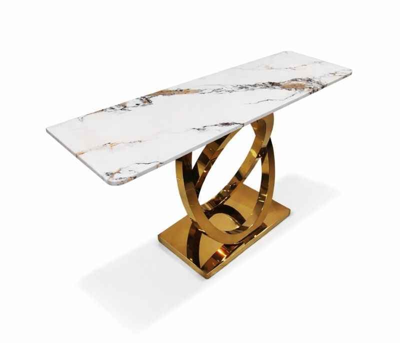 Image 5 for Console 50 Composite Marble Top With PVD Gold Metal Base (HYD)(CP)