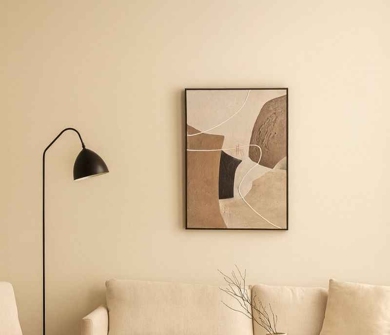 Image 1 for 50X 70 CM Hardbord Frame Textured Artwork - Brown and Cream Abstract Painting