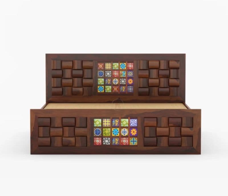 Image 7 for Tiles Sheesham Hydraulic Storage Premium Solid Sheesham Wood Honey Finish (SCV _PKU)