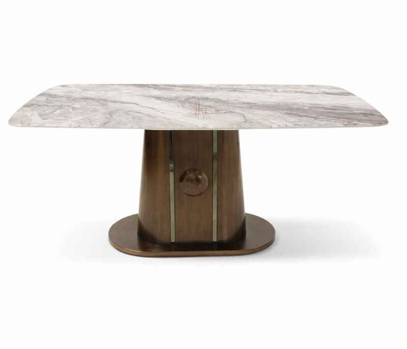 Image 2 for T03/BA03 6 Seater Marble Dining Table with Wooden Base