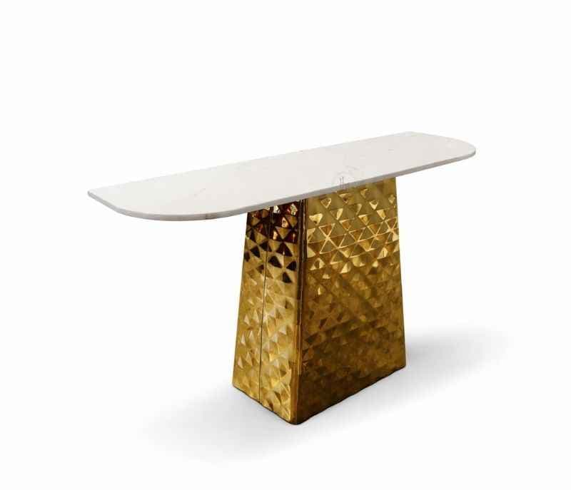 Image 2 for Console 57 Marble Top With PVD Gold Metal Base (HYD)(WF)