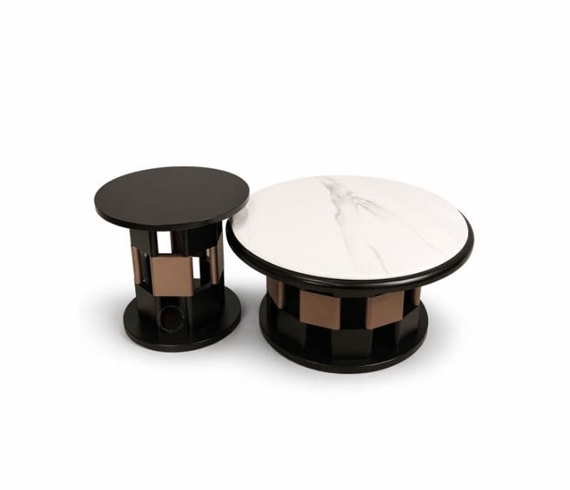 Image 4 for Centre Table 9015 Marble Top With Ash Wood Base (HYD)