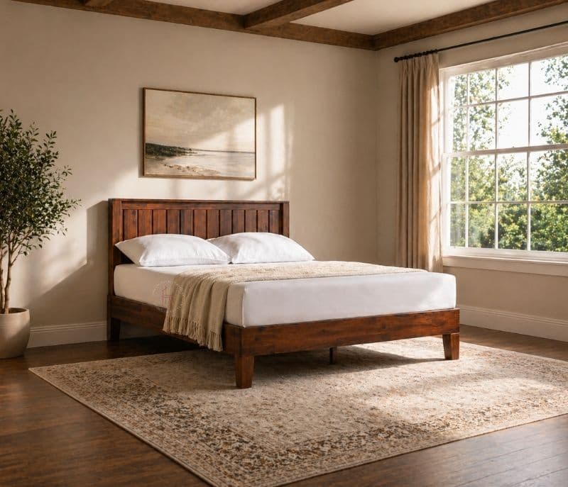 Image 4 for Zinus Sheesham Cot Premium Solid Sheesham Wood Queen Size Without Storage Wood Honey Finish (SCV _PKU)