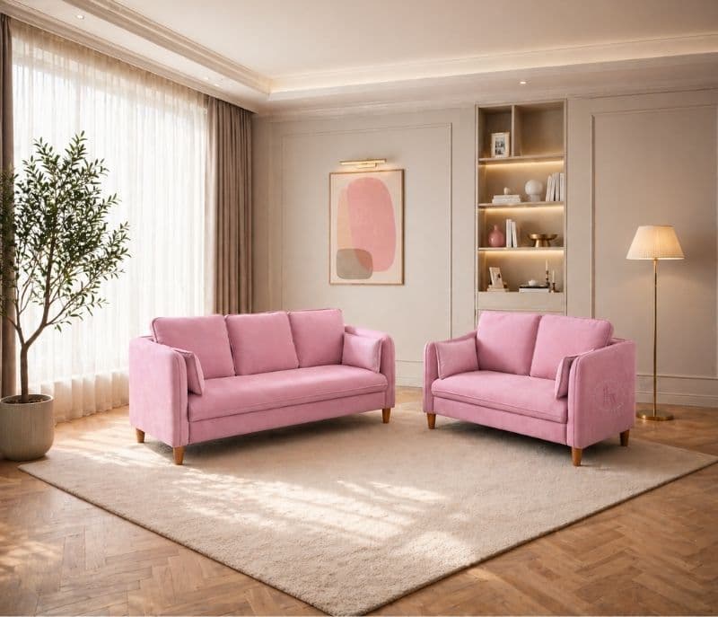 Image 3 for Easy Living Sofa 3+2 Seater Velvet Fabric (WH)