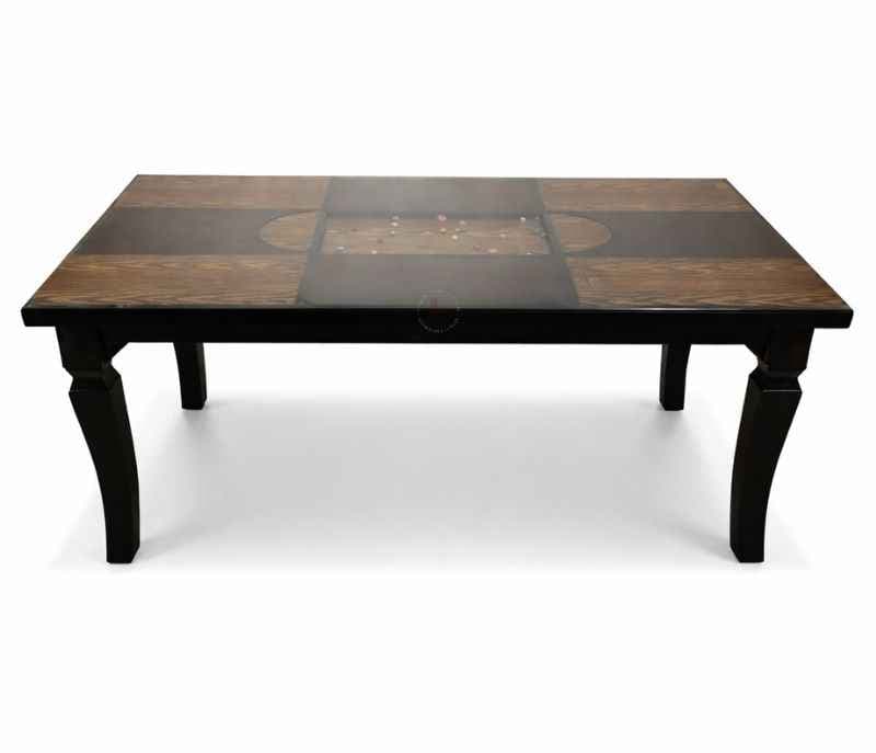 Image 3 for Damro 6 Seater Glass Dining Table with Wooden Base 5.5X3