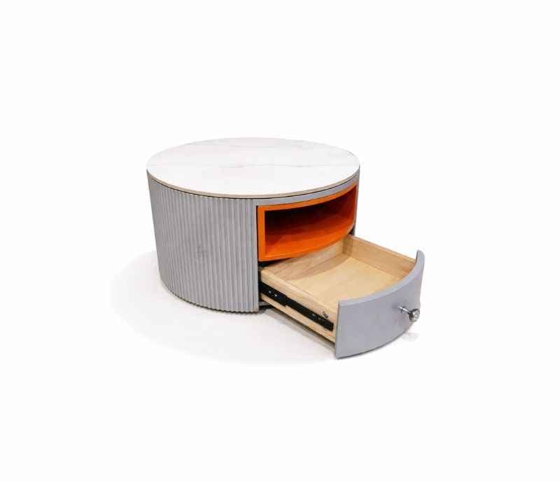 Image 4 for Centre Table 909 White Ceramic Top With Metal Base And Drawer With Storage (HYD)