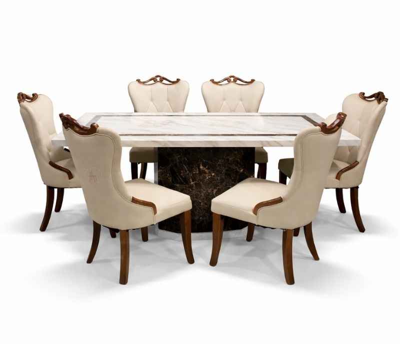 Image 10 for 606 6 Seater Marble Dining Set with Premium Leather Upholstery