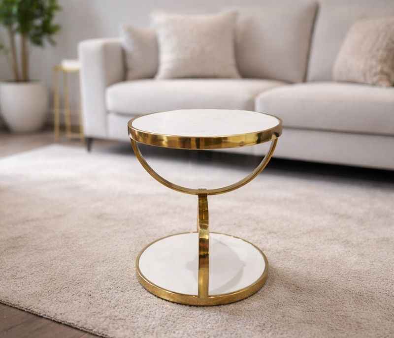 Image 1 for Corner Table 40 Gold Ceramic And Base PVD Gold (HYD)