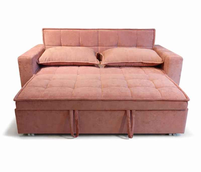 Image 5 for Anke Sofa Cum Bed 3 Seater Suede Fabric (Rust)