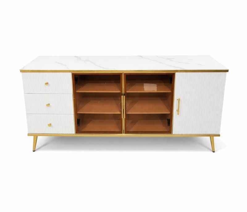 Image 2 for G6406 Side Board Cabinet Ceramic With Duco Paint Finish With PVD Gold Metal Legs (HYD OTD)