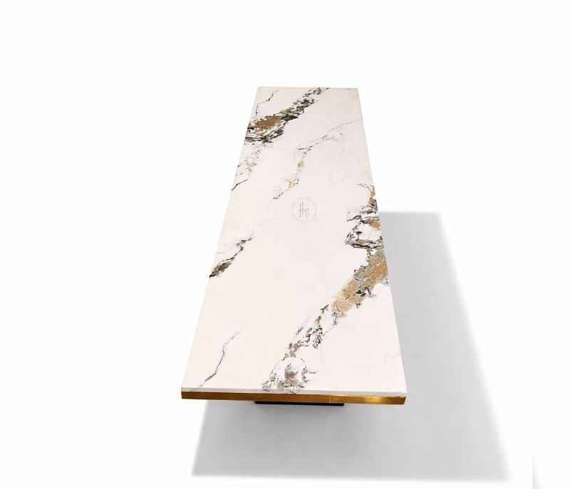 Image 5 for Console 49 Composite Marble Top With PVD Gold Metal Base (HYD)(CP)