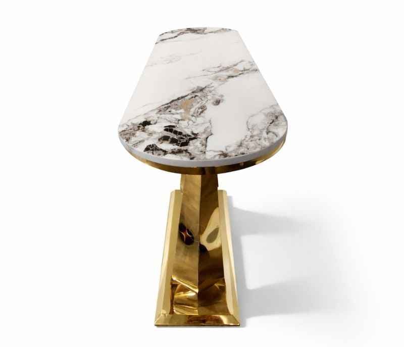 Image 5 for X-71 Console Marble Top With PVD Gold Metal Base (HYD)(CP)