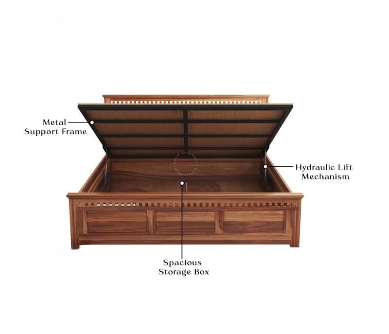 Image 10 for Adolph Sheesham Hydraulic Storage Premium Solid Sheesham Wood Honey Finish (SCV _PKU)