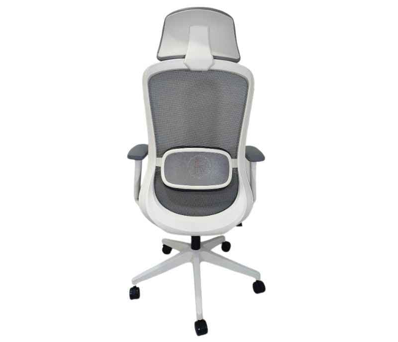 Image 6 for Hawk HB Grey White Ergonomic High-Back Mesh Office Chair Adjustable Height Revolving Study Work from Home Chair Computer Desk Chair Back Lumbar Support Ergonomic Chair Tilting Arm Support