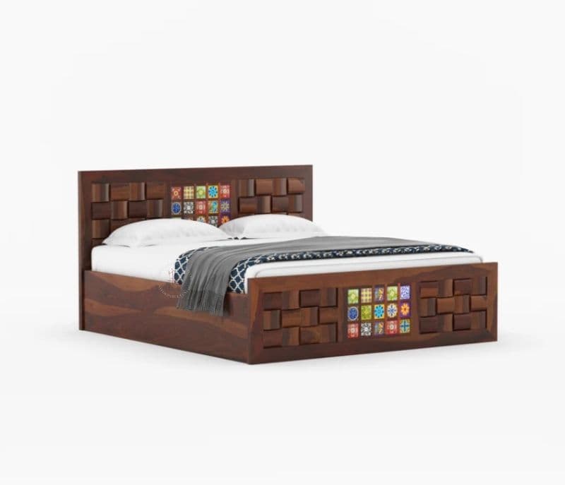 Image 5 for Tiles Sheesham Hydraulic Storage Premium Solid Sheesham Wood Honey Finish (SCV _PKU)