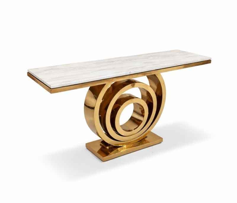 Image 6 for Console 58 Composite Marble Top With Metal PVD Gold Base (HYD OTD)