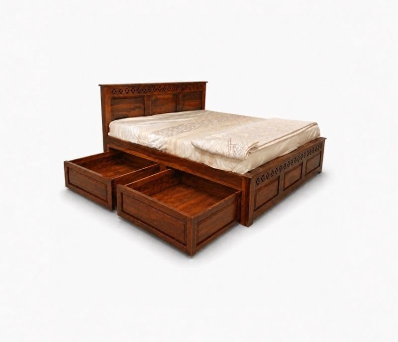 Image 8 for Rudolf King Size Box strorage Shesham Wood Storage Premium Solid Sheesham Wood Honey Finish (WF)(EC)