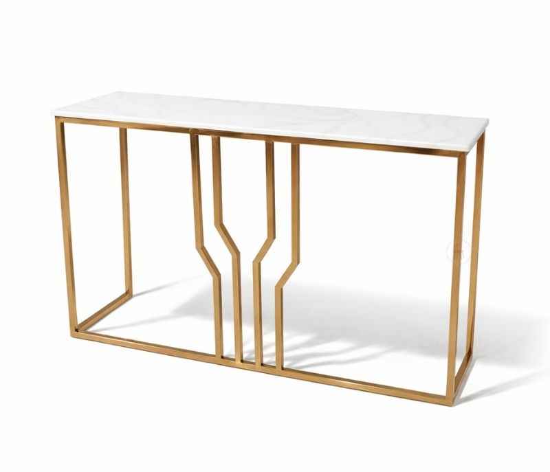 Image 6 for Con 957 Console Table Marble Top With PVD Gold Metal Base (BTM OTD)