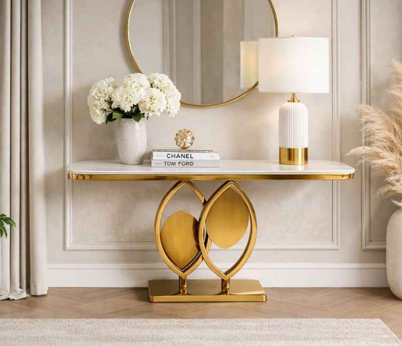 Image 1 for Console 54 Marble Top PVD Gold Base (HYD)