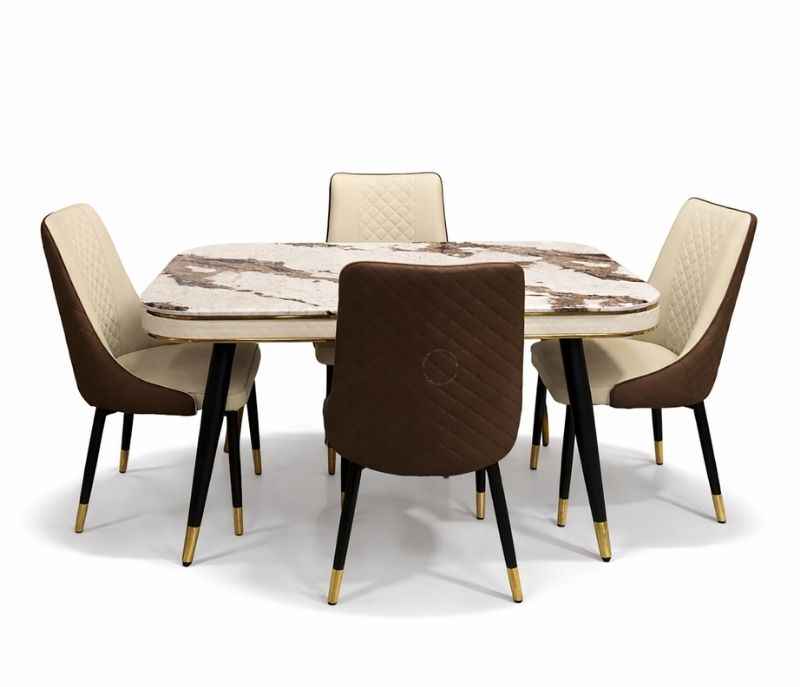Image 3 for C-140/SY97 Marble With Ms Powder Coated Base With Chairs Leatherette Upholstery (BWD)