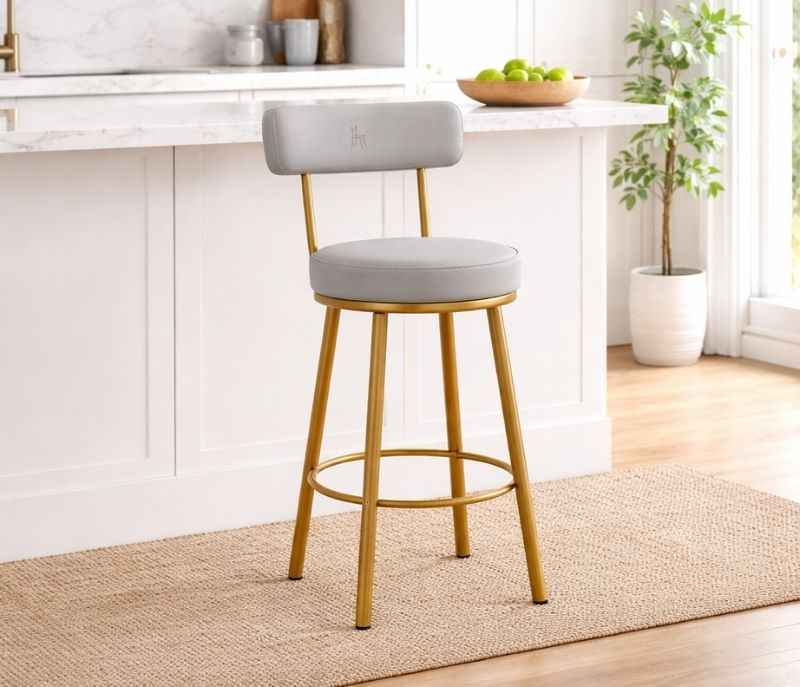 Image 1 for New Round Gold Bar Stool (PM)