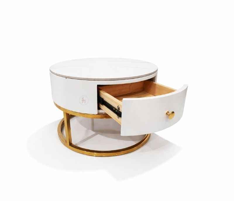 Image 4 for 601 Centre Table Ceramic Top And Down Metal Base Gold PVD
