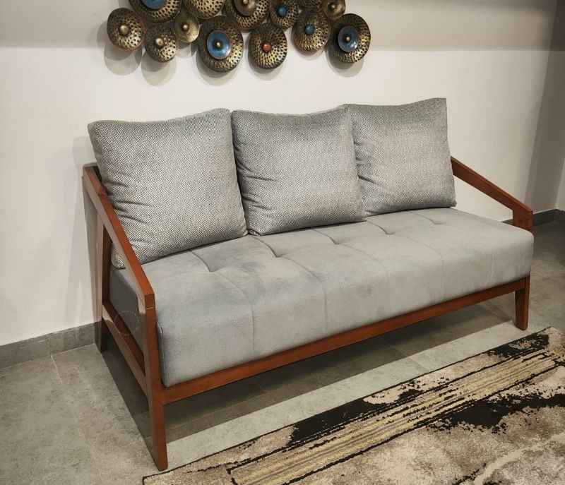 Image 3 for Ghana Teak 3+2 Seater Sofa Suede Fabric