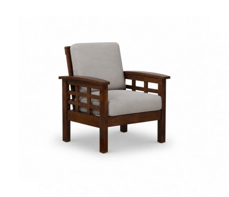 Image 6 for Checked Sofa 3+1+1 Seater Solid Rubber Wood (ZAM) (OWD)