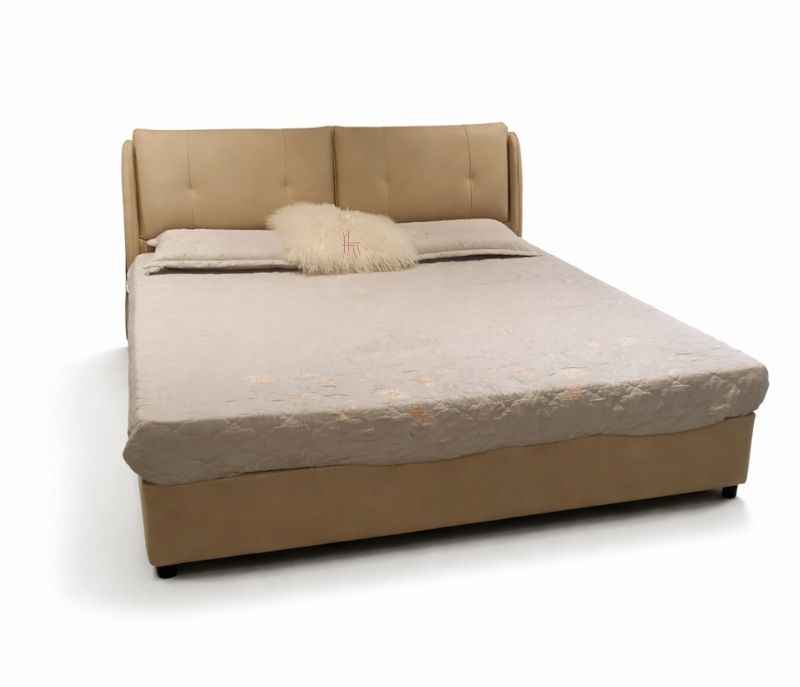Image 2 for 2301-180 Beige King Size Hydraulic Storage Leather Upholstery With Pine Wood Frames (HYD)