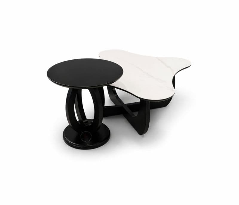 Image 3 for CJ 076 1+1 Centre Table Marble Top Plus Wood Corner Table (HYD)
