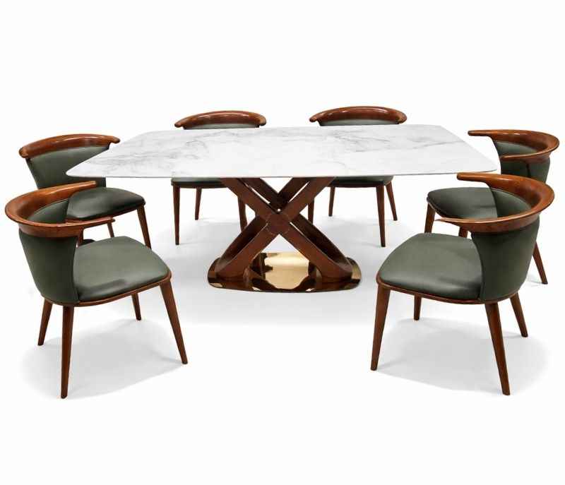 Image 2 for B09/2053/8036 Marble Top 1+6 Dining Set (HYD)