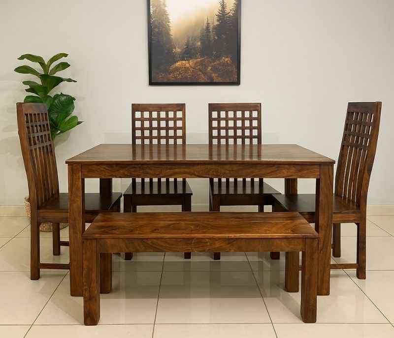 Image 1 for BG-W-48/W-62 Dining Set 1+4 Chair + Bench (BSK)