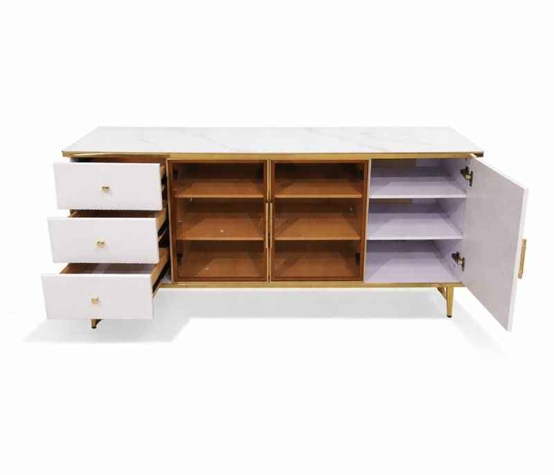 Image 4 for G6406 Side Board Cabinet Ceramic With Duco Paint Finish With PVD Gold Metal Legs (HYD OTD)