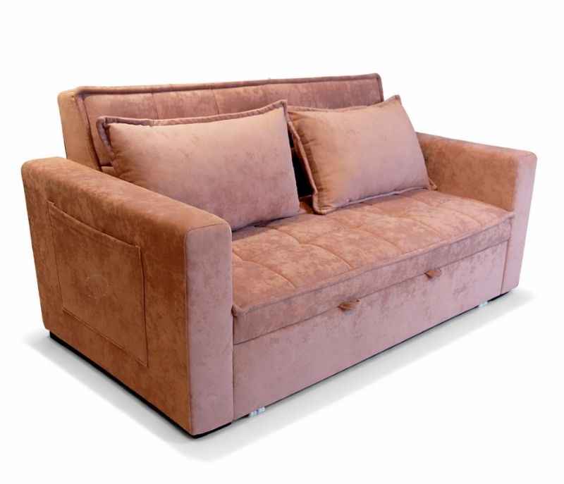 Image 4 for Anke Sofa Cum Bed 3 Seater Suede Fabric (Rust)