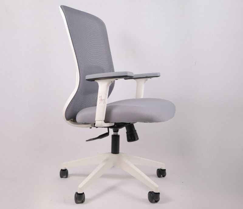 Image 7 for Hawk MB Grey White Ergonomic High-Back Mesh Office Chair Adjustable Height Revolving Study Work from Home Chair Computer Desk Chair Back Lumbar Support Ergonomic Chair Tilting Arm Support