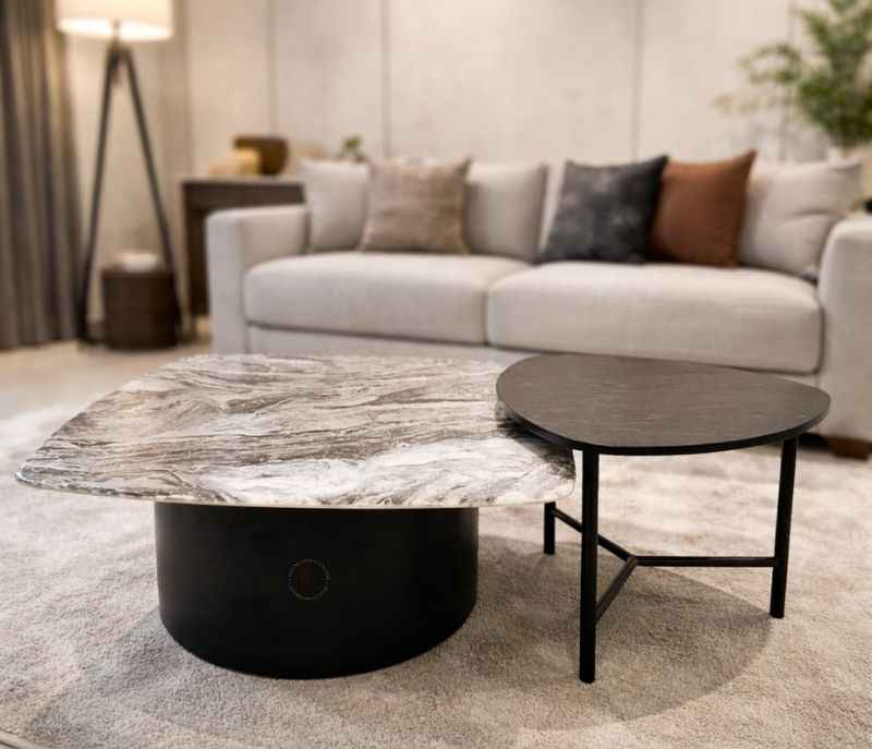 Centre Table -1089 With HDF Top And Metal Base (CP OTD)