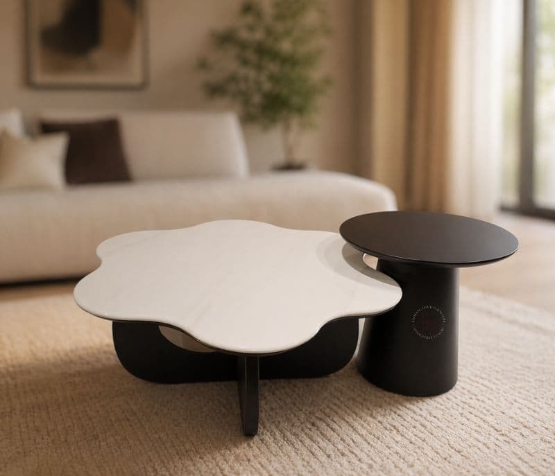 Image 2 for Centre Table 9002 Corner Table Marble Top With Ash Wood With Wooden Corner Table (HYD)(CP)