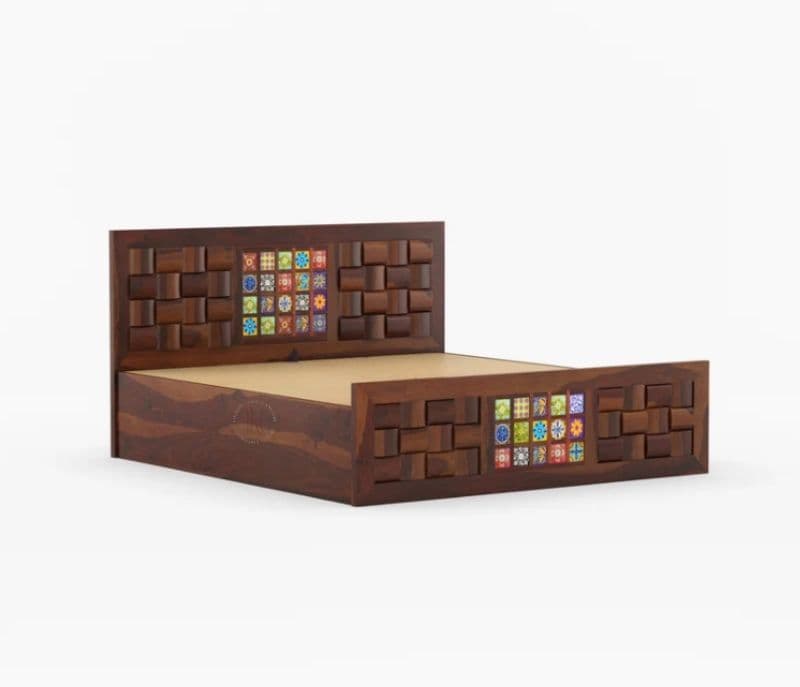 Image 8 for Tiles Sheesham Hydraulic Storage Premium Solid Sheesham Wood Honey Finish (SCV _PKU)
