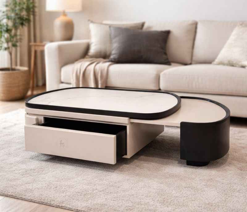 Image 1 for 5852 Centre Table Ceramic Top With Storage Drawers