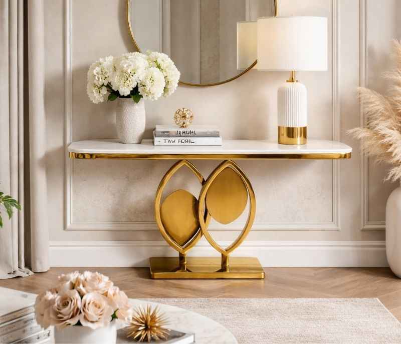 Image 2 for Console 54 Marble Top PVD Gold Base (HYD)