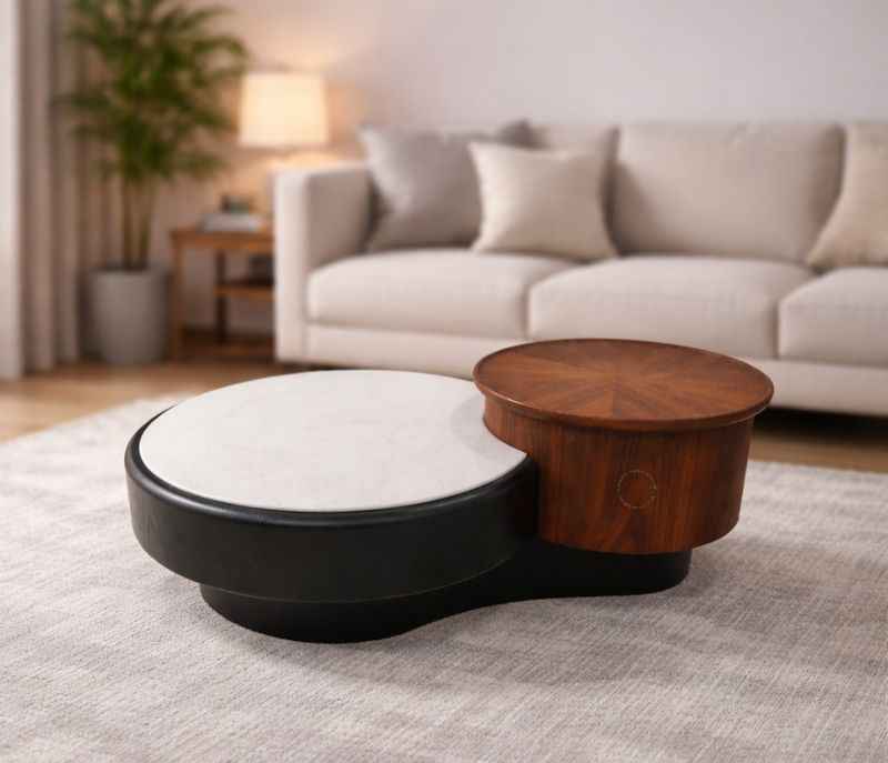 Image 1 for 2379 Center Table Marble Top and down wood base
