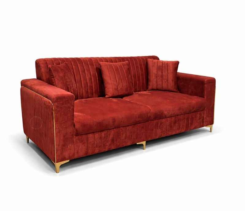 Image 3 for New Oreo Sofa 3+2+2 Puffy+Center Table With Glass Velvet Fabric (EC)(HYD)