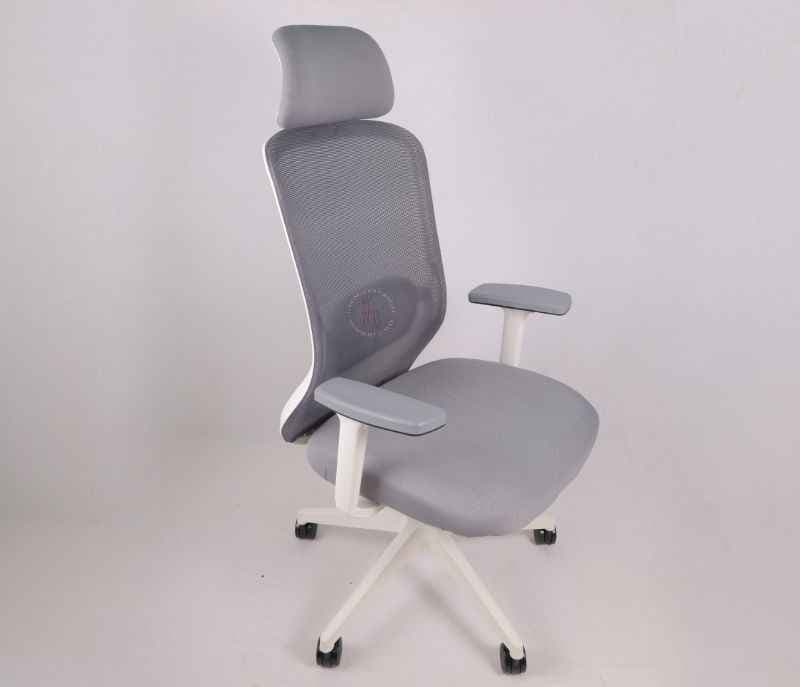 Image 2 for Hawk HB Grey White Ergonomic High-Back Mesh Office Chair Adjustable Height Revolving Study Work from Home Chair Computer Desk Chair Back Lumbar Support Ergonomic Chair Tilting Arm Support