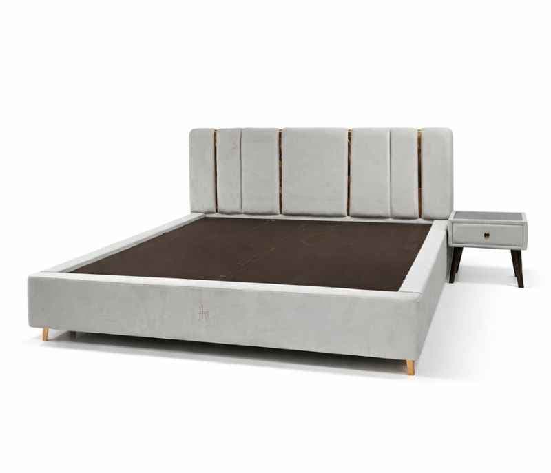 Image 5 for Lux King Sized Bed Without Storage (Velvet, Grey) (KORA)